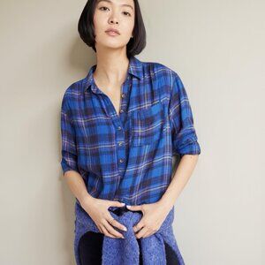 Anthropologie Holding Horses Halfpenny Plaid Hi Lo Asymmetrical Boho Tunic